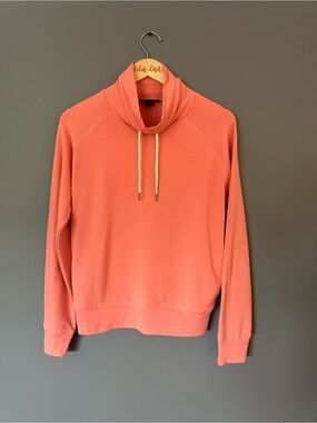 J. Crew Coral Cowl-Neck Pullover Sweater With Drawstring Neck Small NWOT